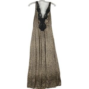 Vintage 90s leopard print full length maxi slip or dress by Lorraine
